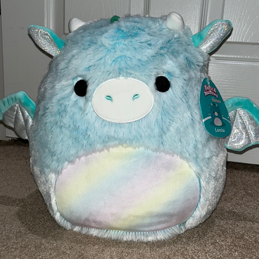 Squishmallow LORELAI FUZZ-A-MALLOWS 12” Fuzzy Dragon BNWT